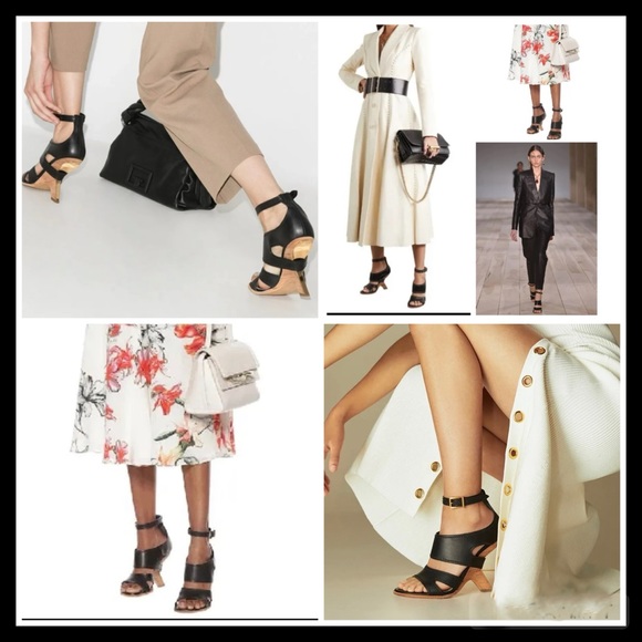 Alexander McQueen Strappy Heels Structural Sandals with Gold Detailing - Picture 3 of 14